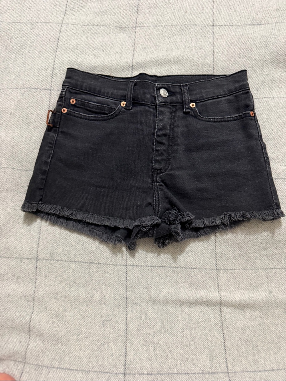 Zadig & Voltaire Black Frayed Hem Denim Shorts